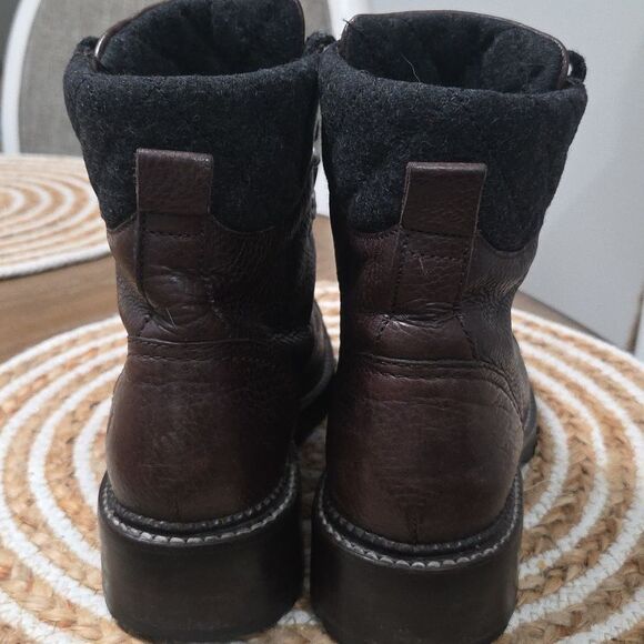 Frye Samantha Hiker, Combat Mid Calf, Brown Lace Ups, Size 7.5B - Picture 5 of 9